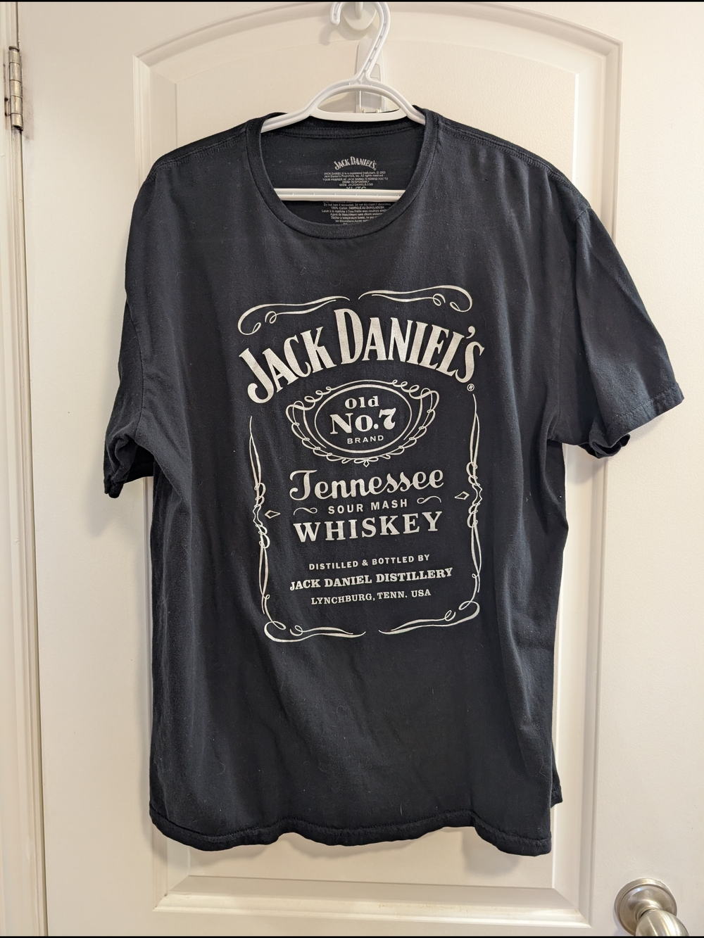 Jack Daniels Black Short Sleeve Tee with White Tennessee Whiskey Logo